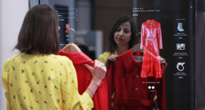 Women shopping using AI Mirror